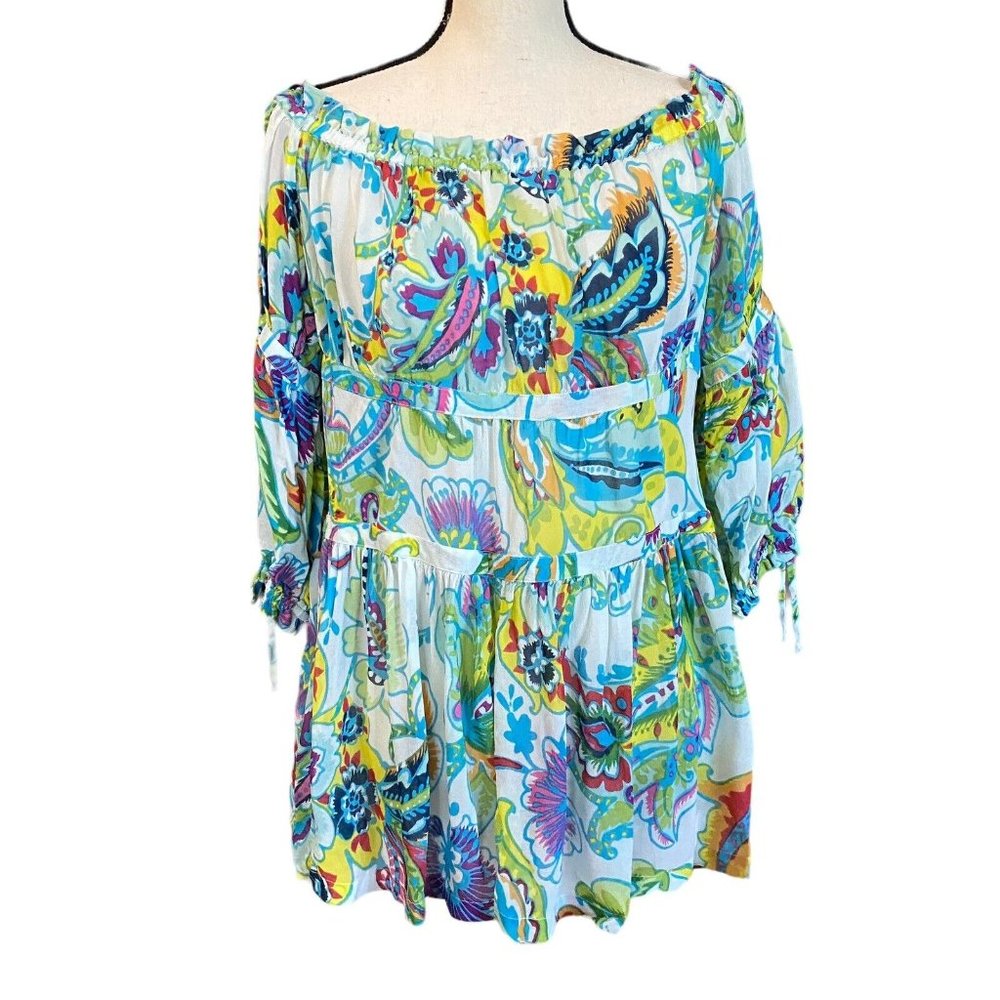 Anthropologie Women’s Off-Shoulder Floral Peasant Top in Multicolor
